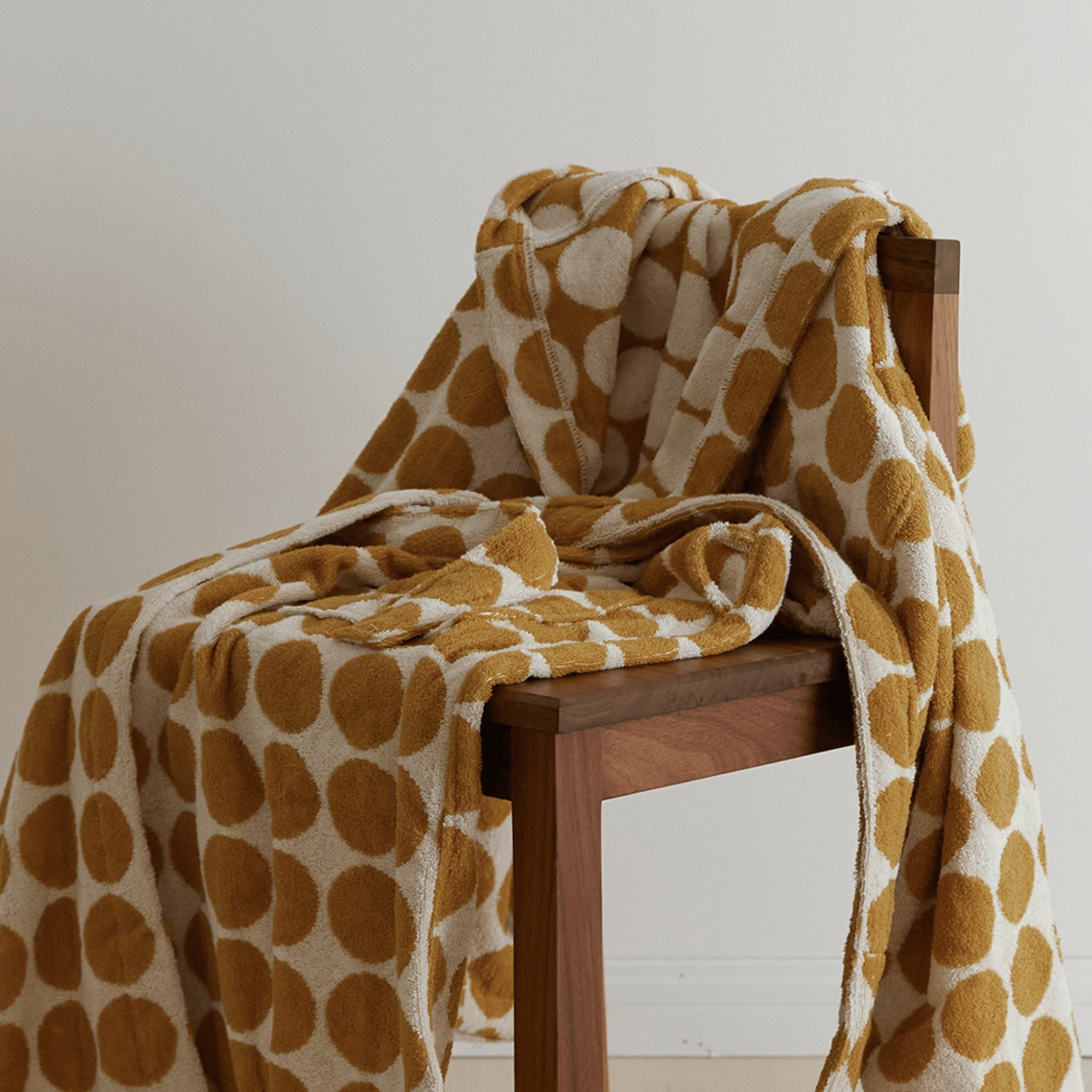Luxury Organic Cotton Bathrobe with Jacquard Dots, Robes, Dova Hotel-Style Robe