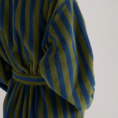 Driva Organic Jacquard Bathrobe Hotel Spa Cotton, Robes, Retro Blue Green