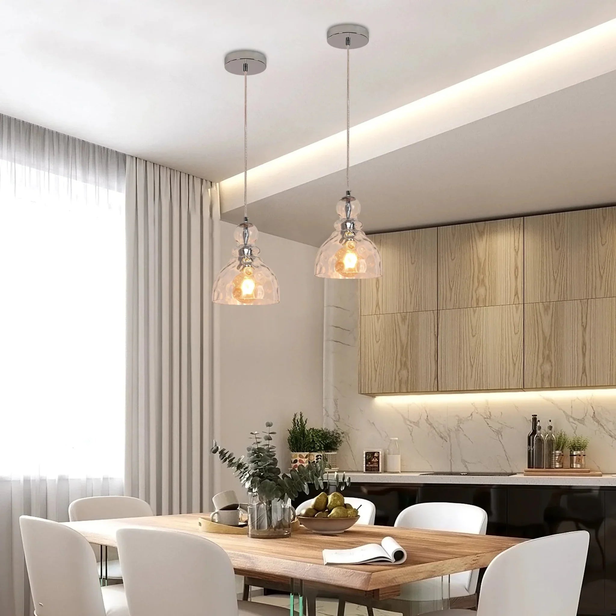 Dropa Nordic Glass Drop Pendant Light Adjustable, Ceiling Fixtures, for Kitchen Dining