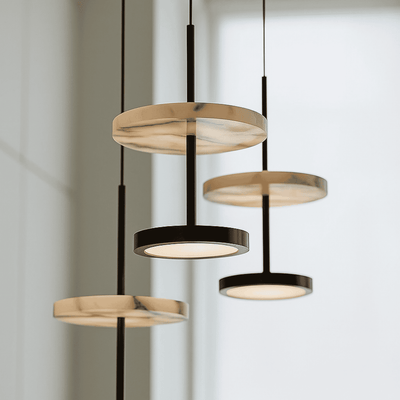 Translation missing: nl.Natural Stone Pendant Lamp — Black Round Design, Warm White, Ceiling Light Fixtures, Fjella