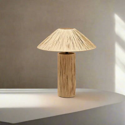 Translation missing: nl.Fletta Raffia Table Lamp – Wabi-Sabi Bedside Light, Lamps, Handwoven