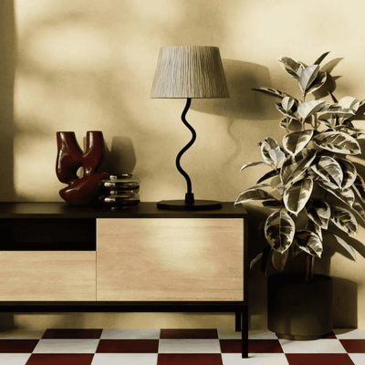 Translation missing: nl.Woven Paper Rope Table Lamp Black Warm Glow Decor, Lamps, Fletta Sculptural