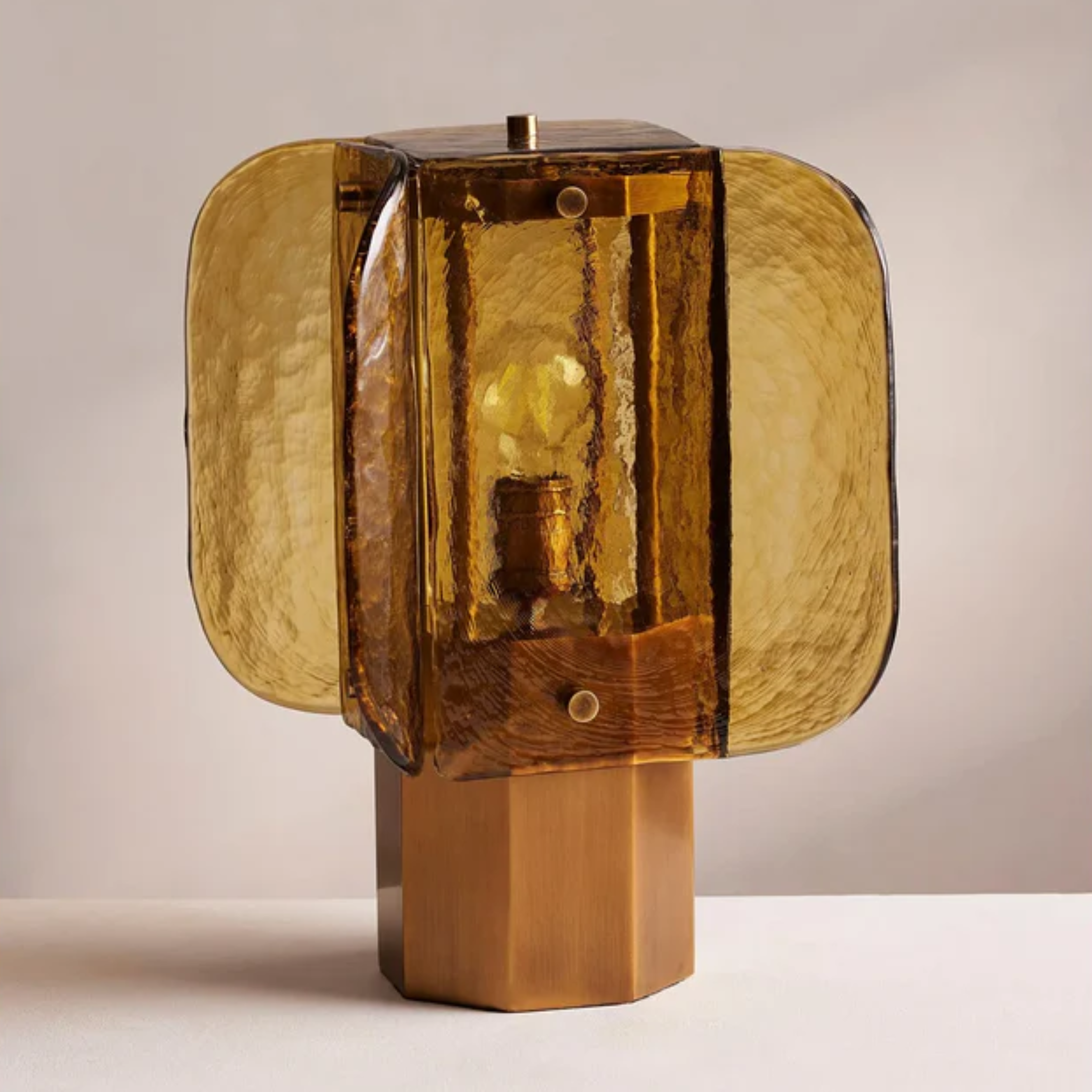 Gloda Amber Glass Table Lamp - Warm Vintage Light, Lamps, Antique Desk Glow