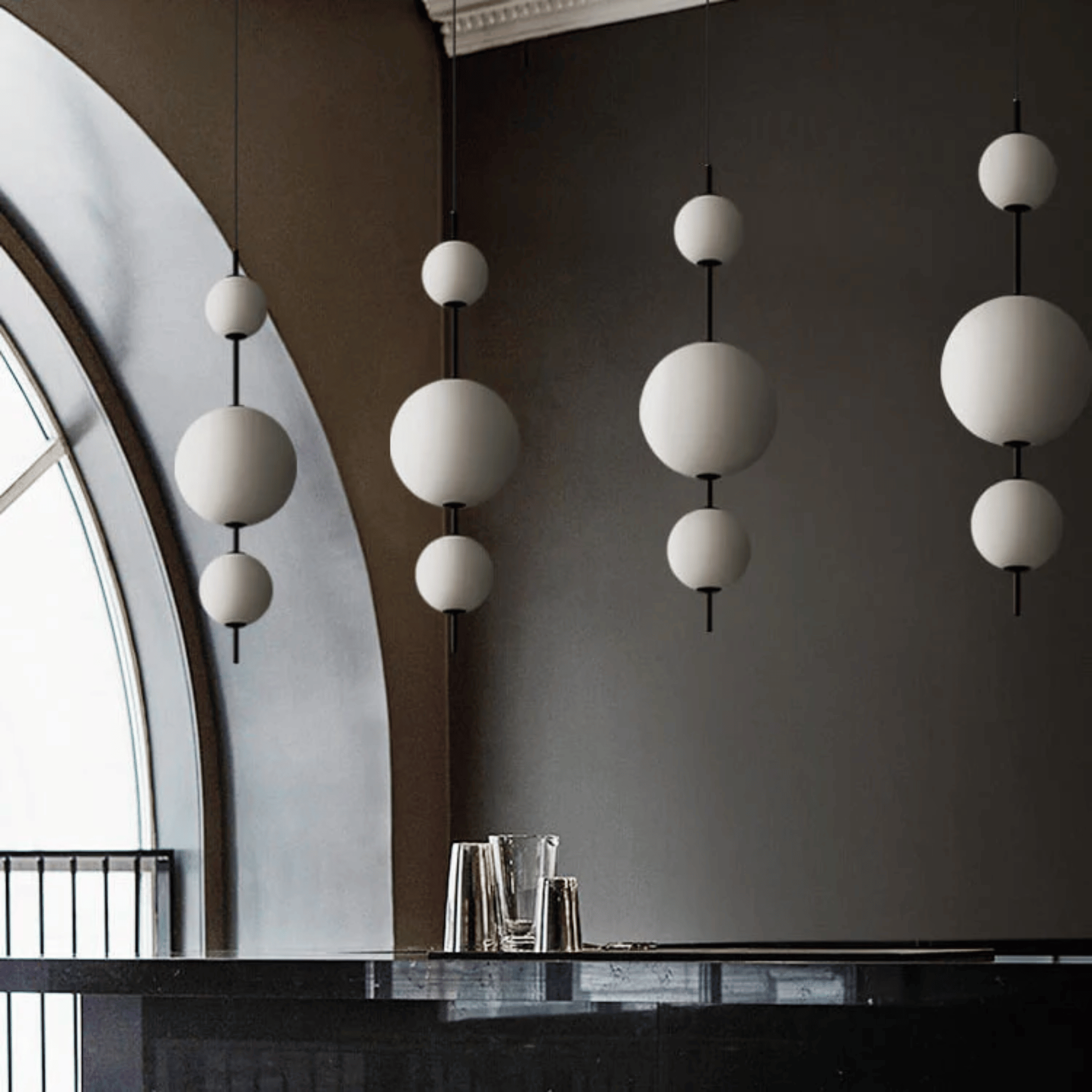 White Glass Ball Pendant Light — Nordic LED Design, Ceiling Fixtures, Gloda Modern