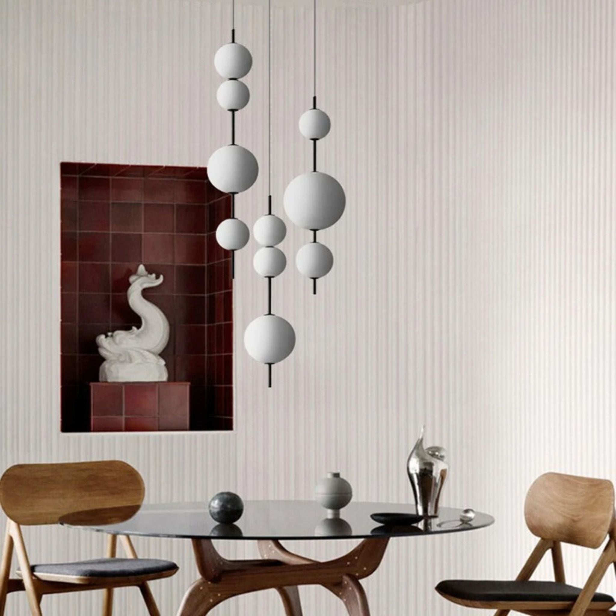 White Glass Ball Pendant Light — Nordic LED Design, Ceiling Fixtures, Gloda Modern