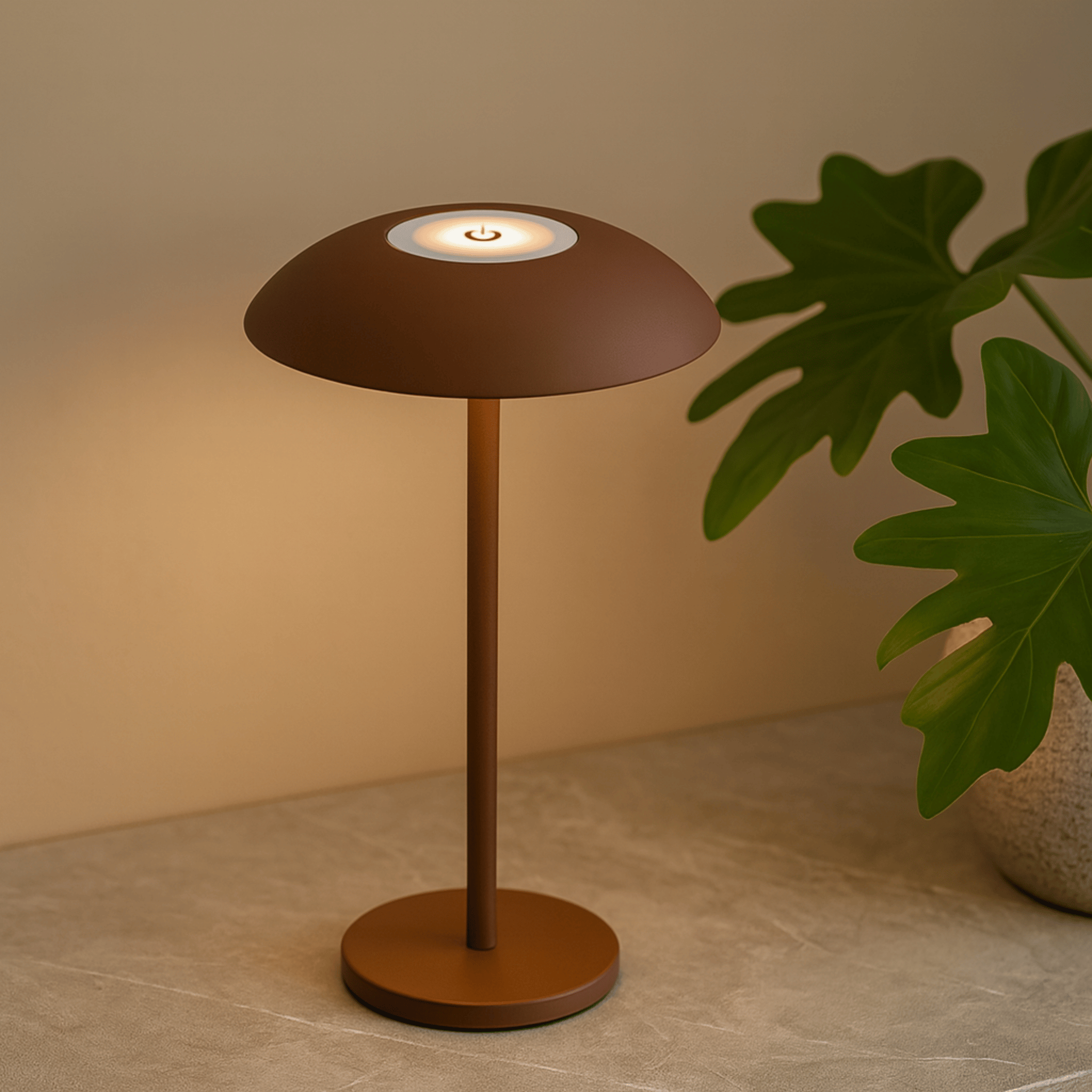 Rechargeable Touch Table Lamp - Warm Dimmable LED, Brown, Lamps, Gloda Nordic Glow