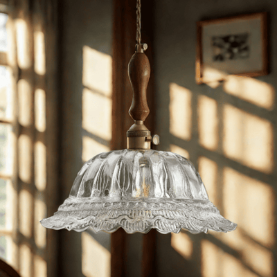 Translation missing: nl.Gloda Brass Walnut Pendant Light for Dining Rooms, 1 Head (9.8in/25cm), Ceiling Fixtures, French Style