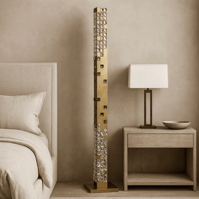 Translation missing: nl.Glodra Crystal LED Tower Floor Lamp Living Room, Champagne Gold, Lamps, with Light