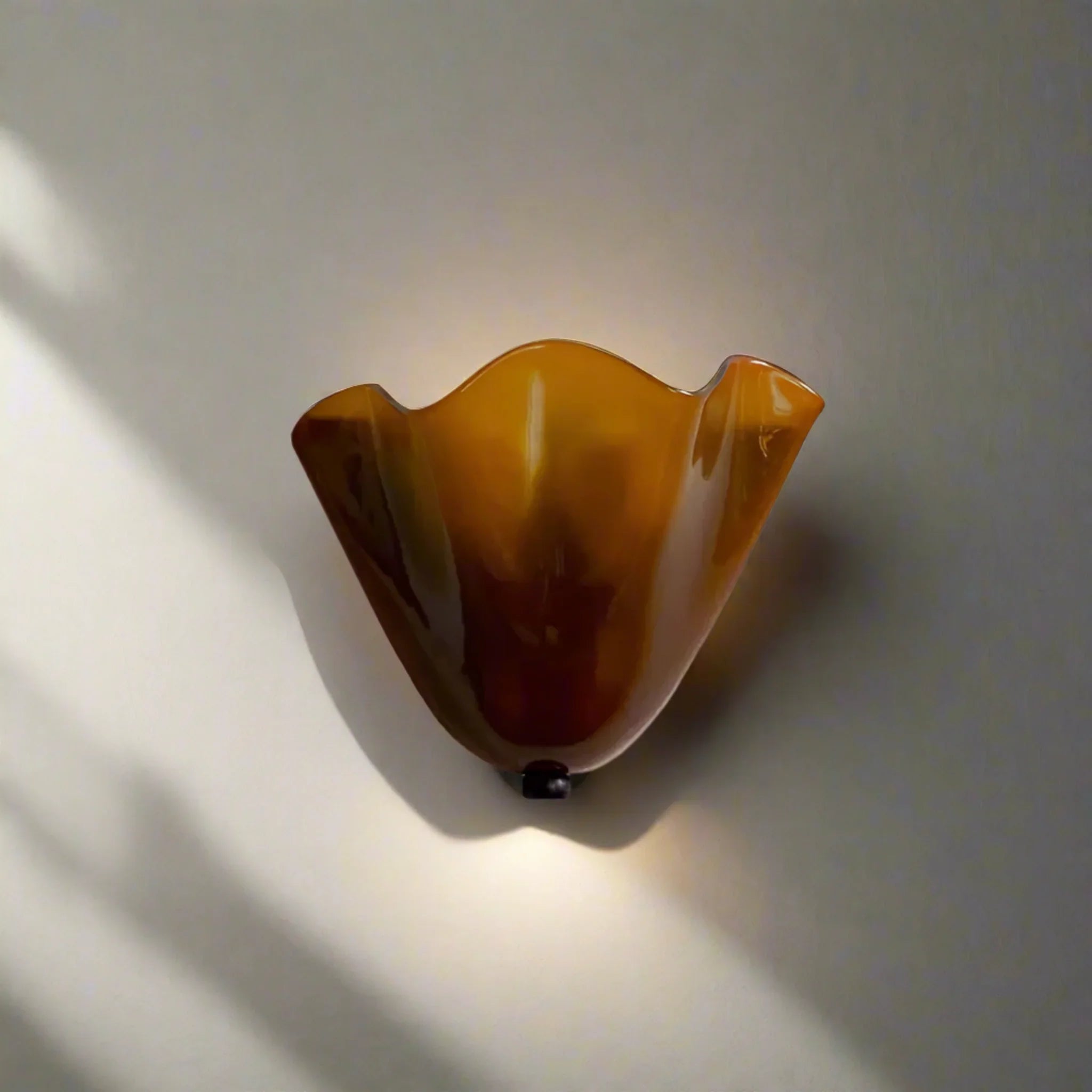 Glodsten Glass Stone Wall Lamp - Vintage LED Sconce, Brown, Light Fixtures, Handcrafted