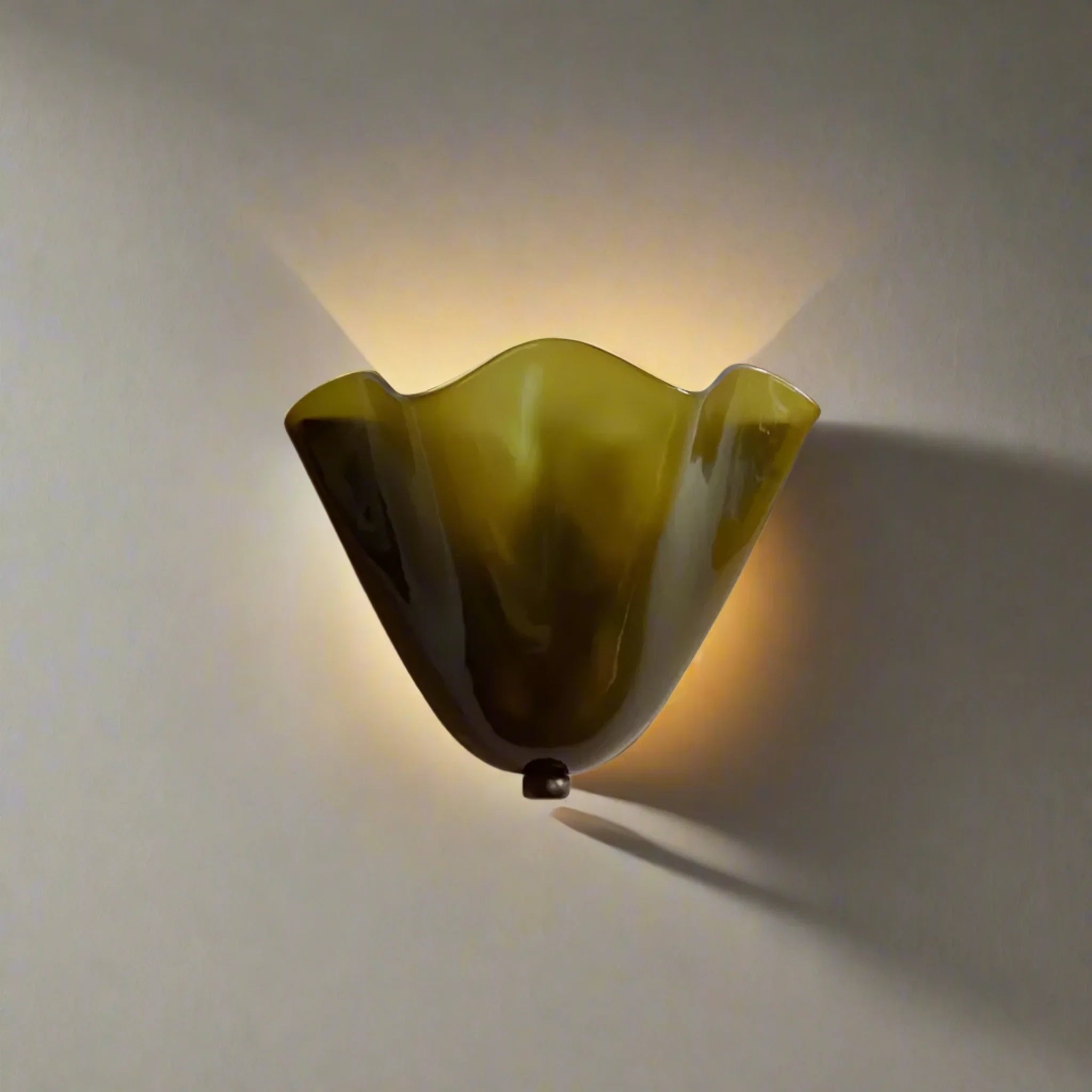 Glodsten Glass Stone Wall Lamp - Vintage LED Sconce, Green, Light Fixtures, Handcrafted