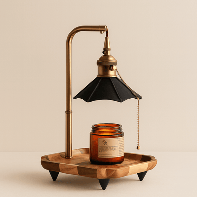 Translation missing: nl.Glödra Wax Melt Lamp – Retro Flameless Candle Light, Black, Table Lamps, Warmer in Metal and Wood