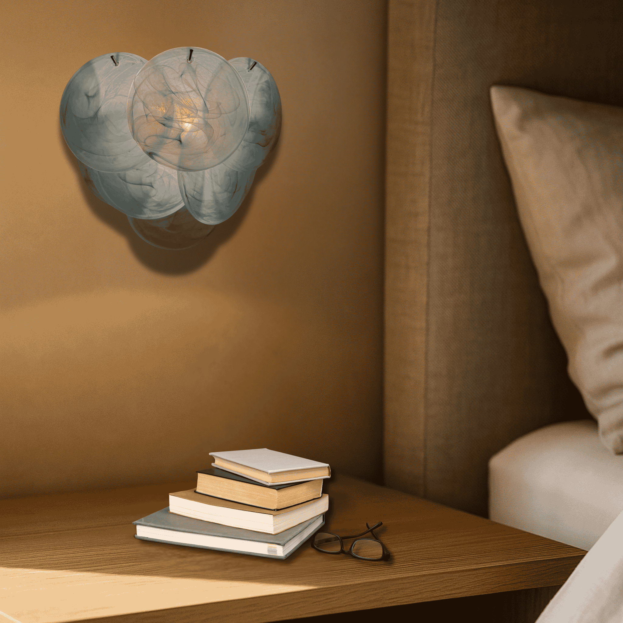 Gløva Stained Glass Wall Lamp Warm Vintage Glow, Light Fixtures, in Chrome