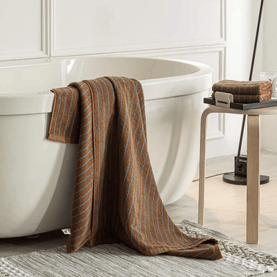 Translation missing: nl.Halvmyr Retro Stripe Cotton Towel for Bathroom, Bath, Towels, Rust Combed