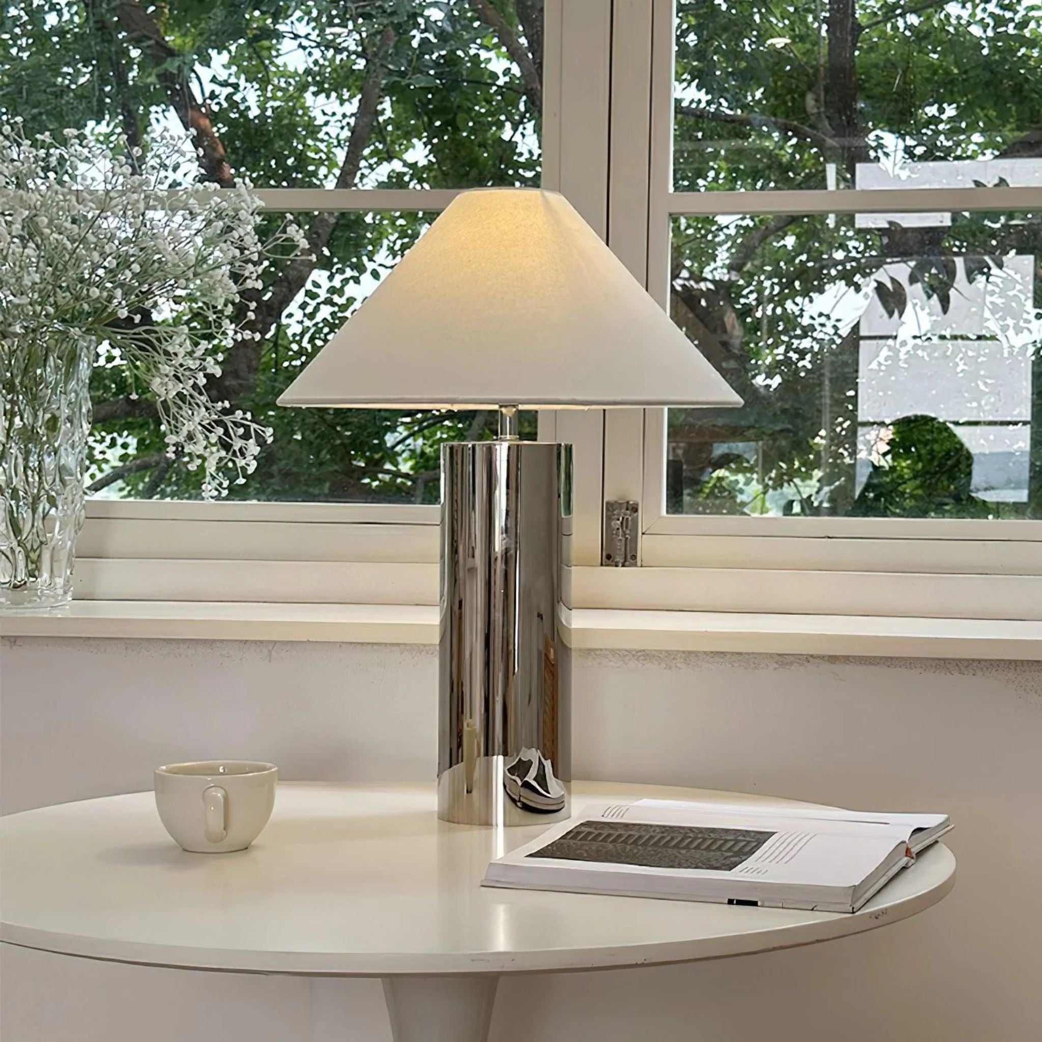 Modern Stainless Steel Table Lamp Sculptural Design, Lamps, Hattvik