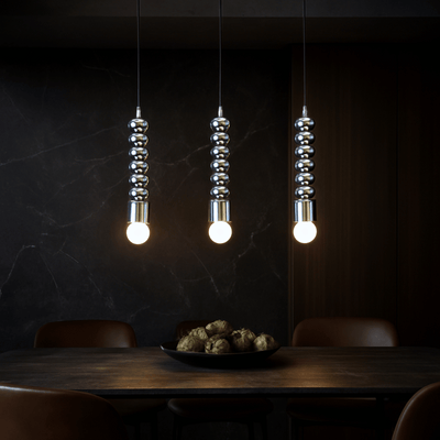 Translation missing: nl.Ribbed Chrome Pendant Light Bauhaus Nordic E27, Ceiling Fixtures, Kroma Style