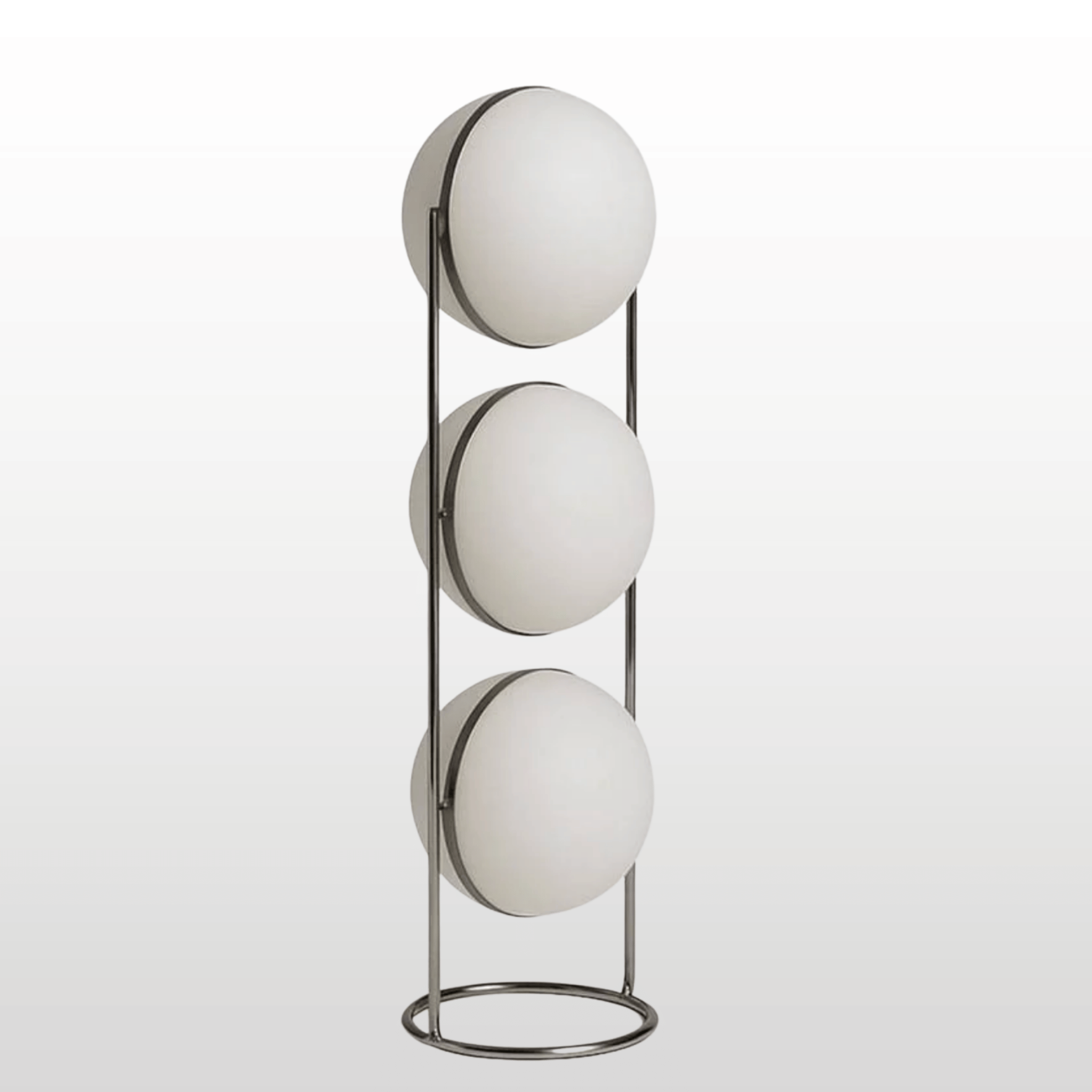 Bauhaus Chrome Globe Floor Lamp — Modern Lighting, 3 Globes, Lamps, Kulglod Acrylic