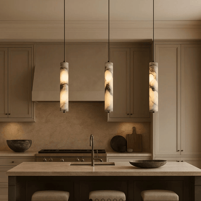 Translation missing: nl.Black Natural Stone Pendant Light – Nordic Style, Neutral, Ceiling Fixtures, Kvart Cylinder