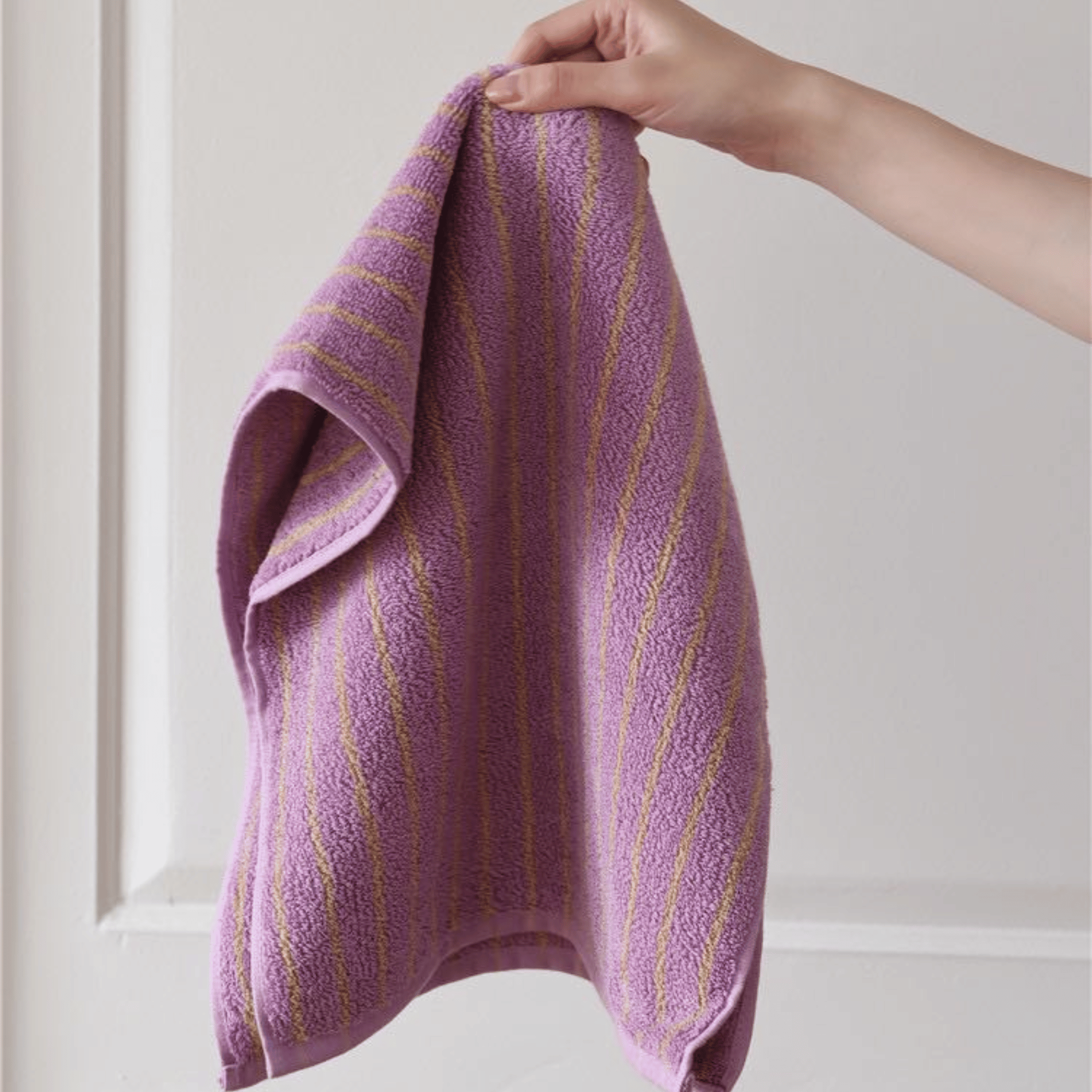 Lindvev Retro Lavender Stripe Combed Cotton Towel, Face, Bath Towels, 100% Set