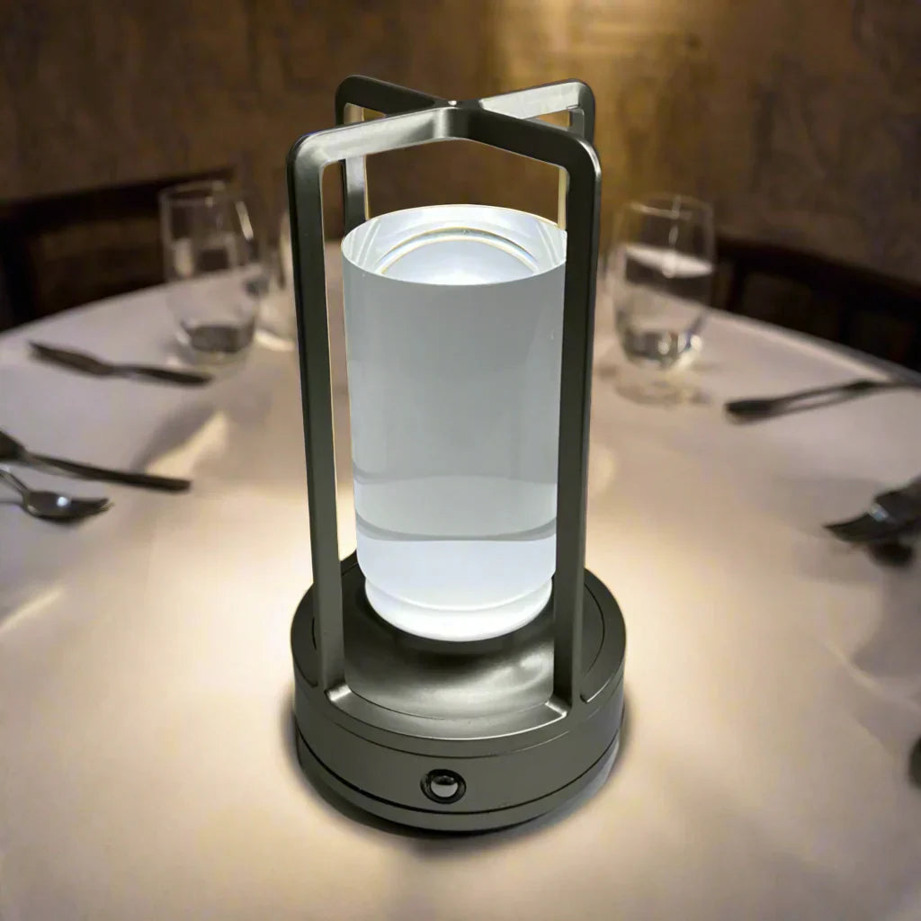 Lysa Cordless Table Lamp — USB Rechargeable LED, Silver, Lamps, Dimmable