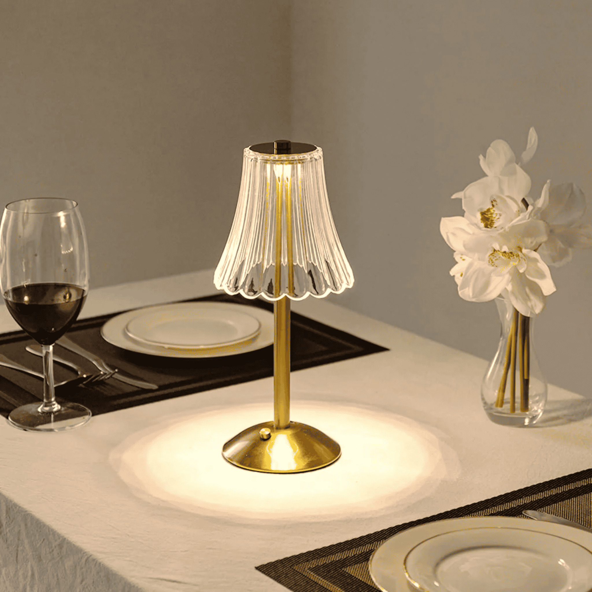 Rechargeable Crystal Table Lamp with Touch Control, Lamps, Lysglass Dimmable Cordless
