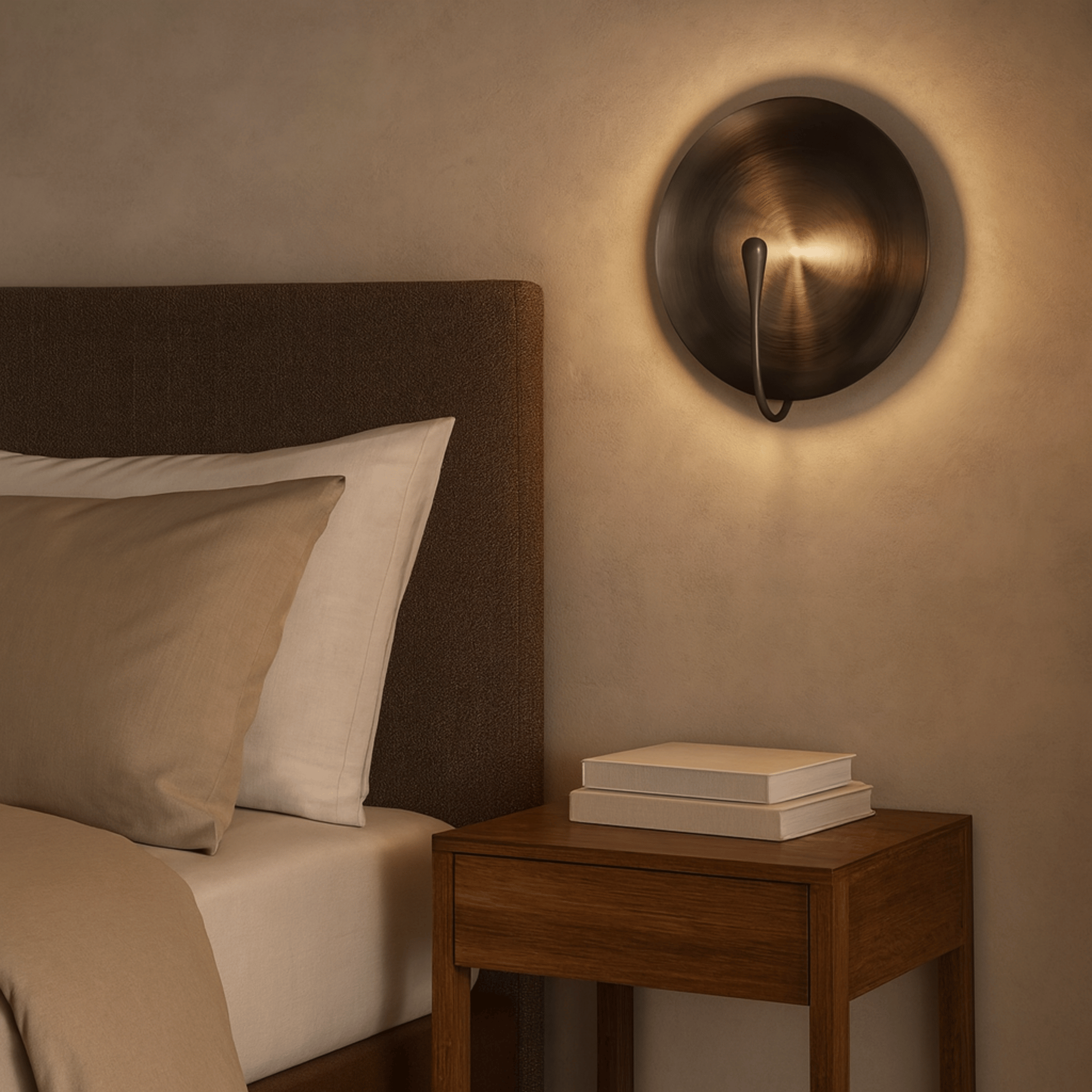 Modern Stainless Steel Round Disc Wall Light Lamp, Small, Fixtures, Manglo