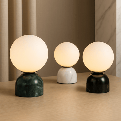 Translation missing: nl.Marvei Marble Globe Table Lamp Warm Ambient Light, Black, Lamps, Nordic Minimalist