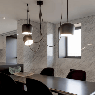 Translation missing: nl.Nattvik Black Aluminum Drum Pendant Light for Dining, 1 head, Ceiling Fixtures, Multi-Head