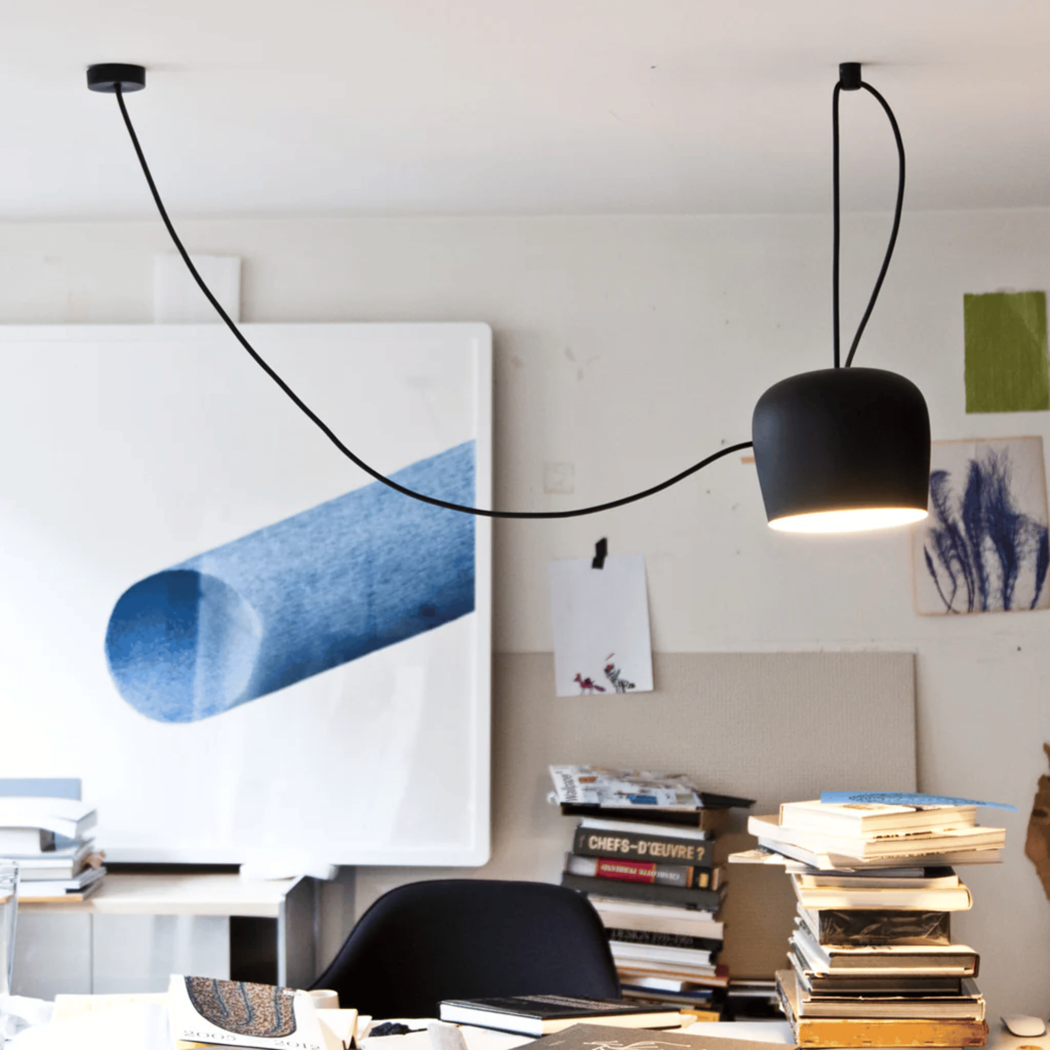 Nattvik Black Aluminum Drum Pendant Light for Dining, Ceiling Fixtures, Multi-Head