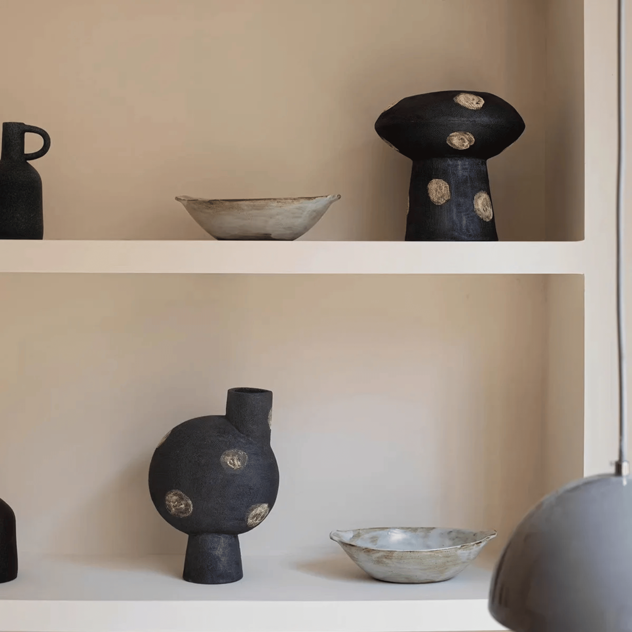 Prikka Geometric Ceramic Vase for Nordic Interiors, Vases, Handcrafted with Gold Detail
