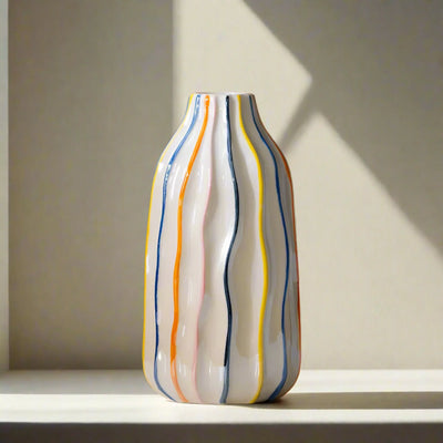 Translation missing: nl.Randal Colorful Ceramic Vase — Nordic Stripe Design, Medium, Vases, Multicolor Striped Decor