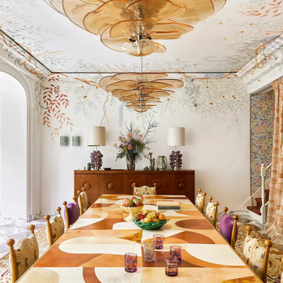 Translation missing: nl.Amber Stained Glass Chandelier — Warm Nordic Glow, Ceiling Light Fixtures, Ravglo Handcrafted
