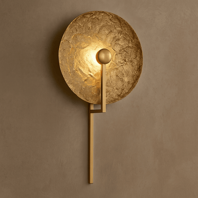 Translation missing: nl.Skiva Hammered Copper Disc Wall Sconce Brass Light, Fixtures, Sculptural