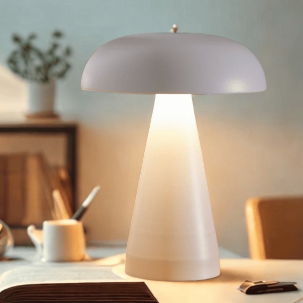 Nordic Retro Mushroom Table Lamp Rechargeable LED, White, Lamps, Solglo