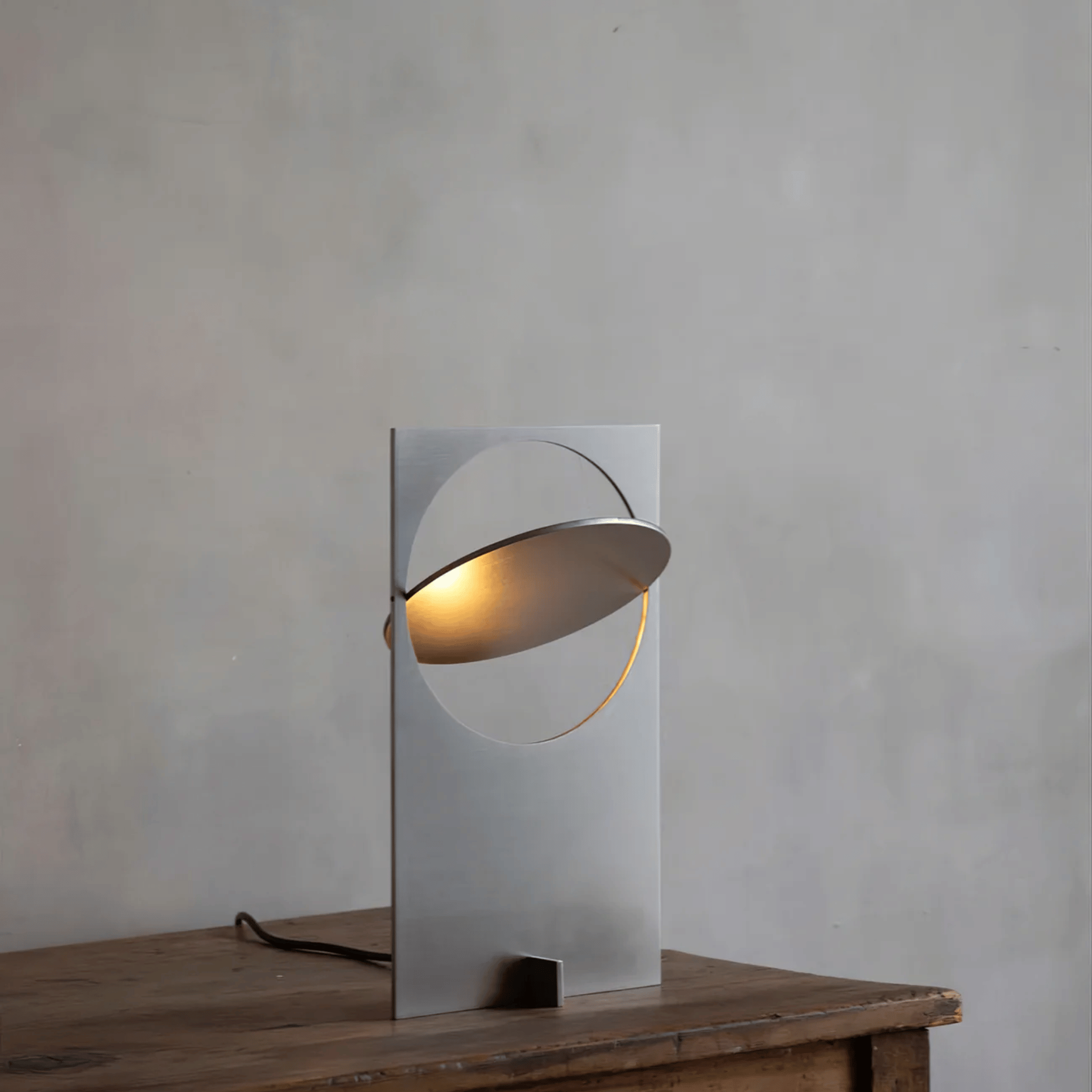 Solring Sculptural Silver Table Lamp with Warm Glow, Lamps, Modern Sunset