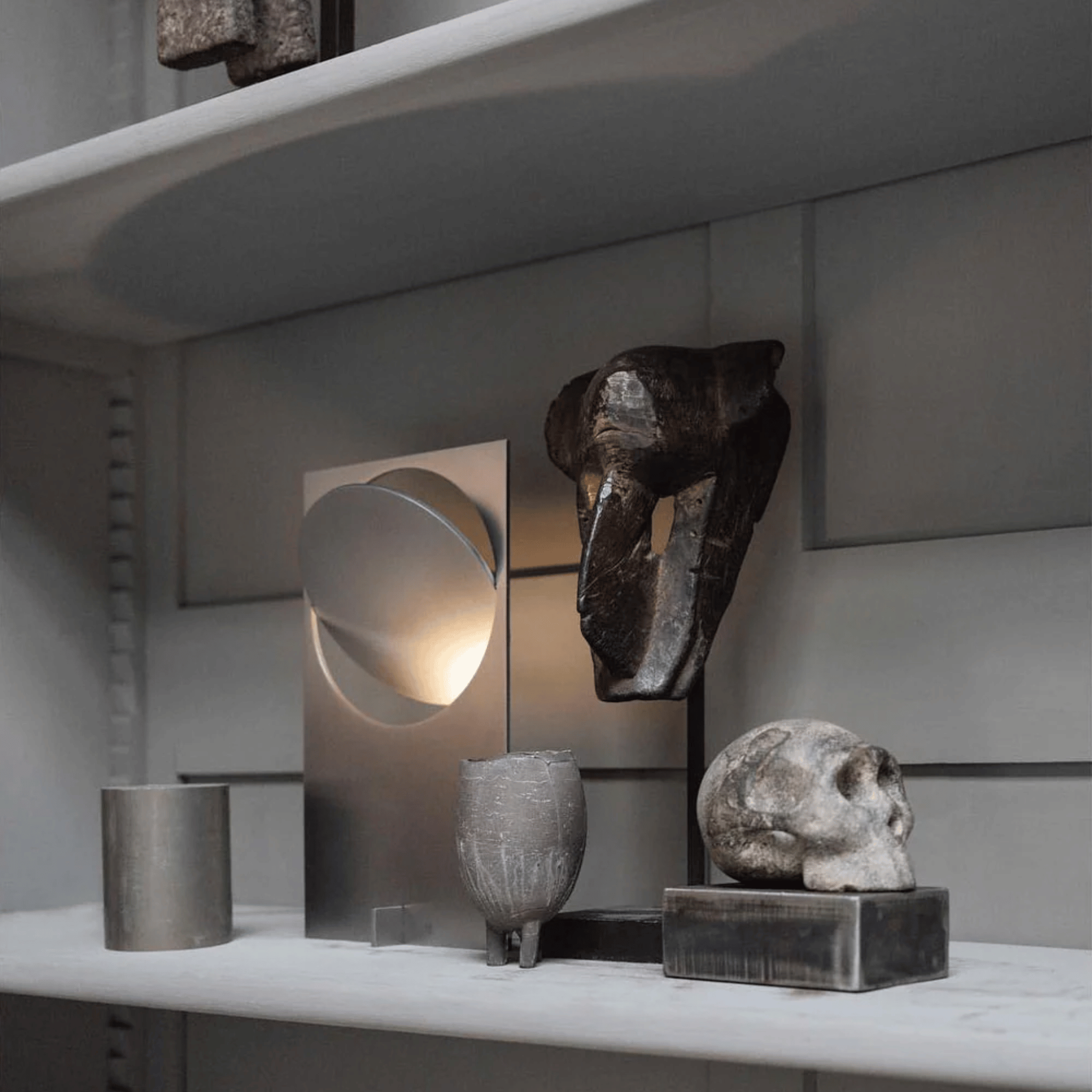 Solring Sculptural Silver Table Lamp with Warm Glow, Lamps, Modern Sunset