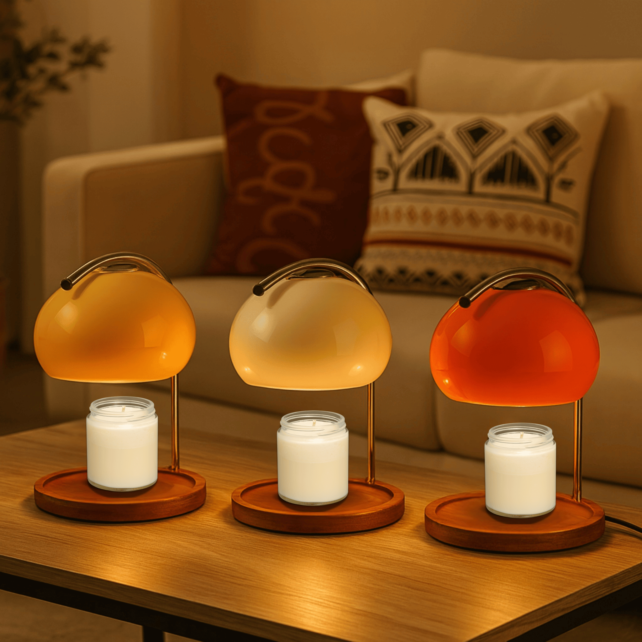 Stained Glass Candle Warmer Lamp for Cozy Ambiance, Table Lamps, Solvarm