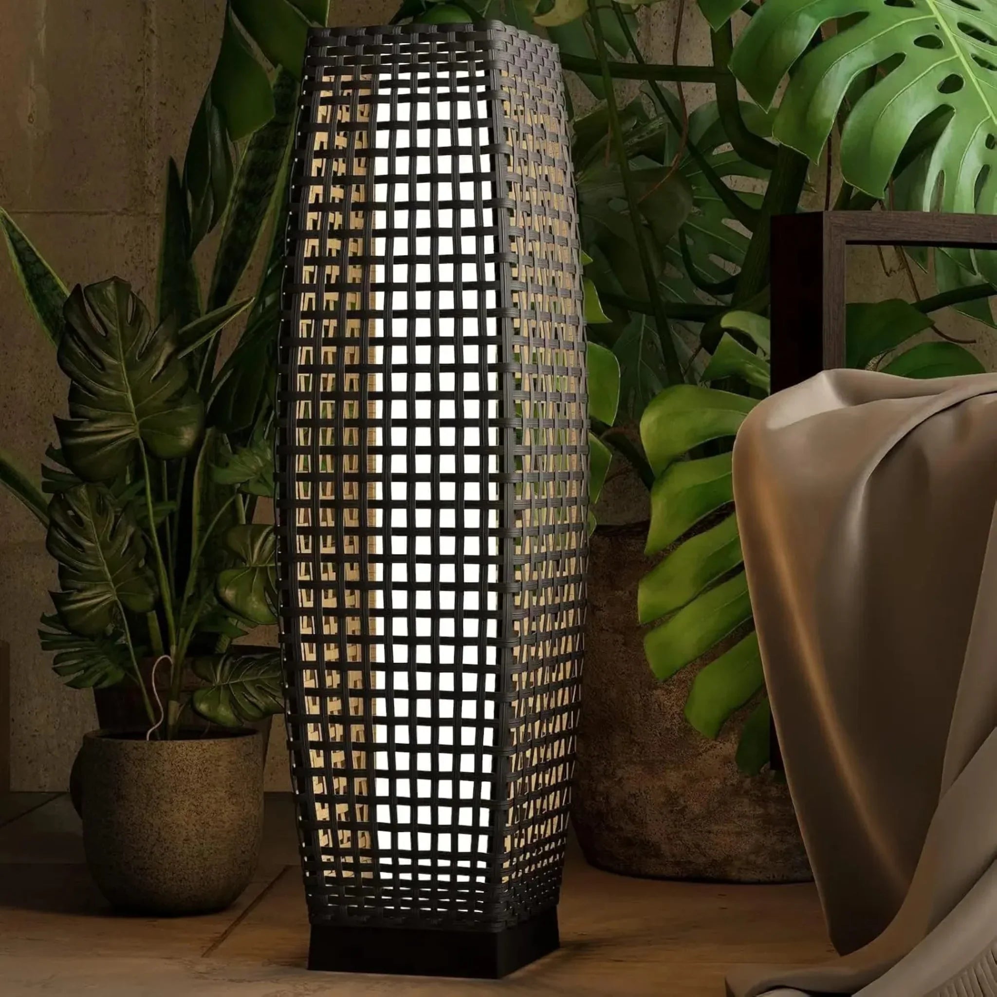 Solvik Art Deco Solar Patio Floor Lamp - No Wiring, Landscape Pathway Lighting, Outdoor