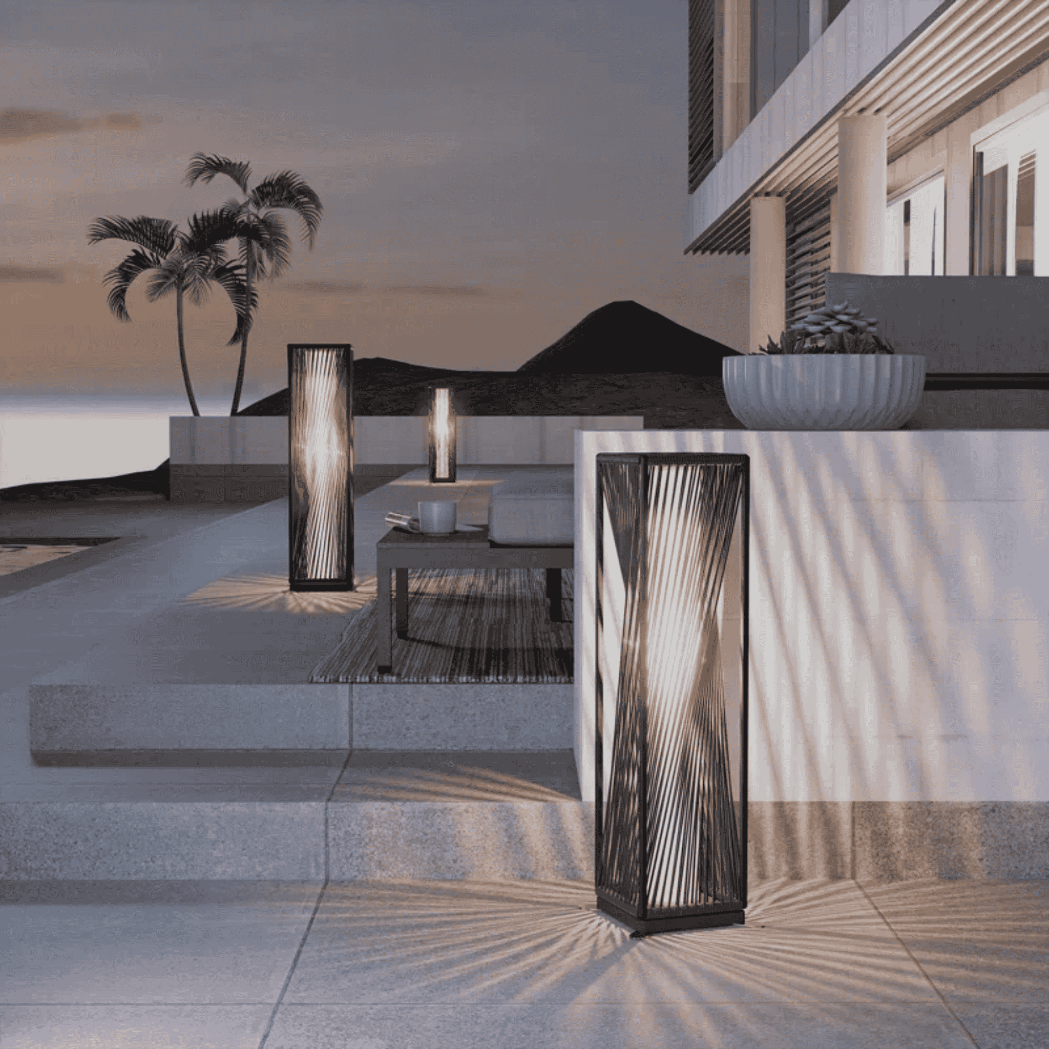 Outdoor Solar Floor Lamp Wicker Brown Weatherproof, Landscape Pathway Lighting, Solvik Dark