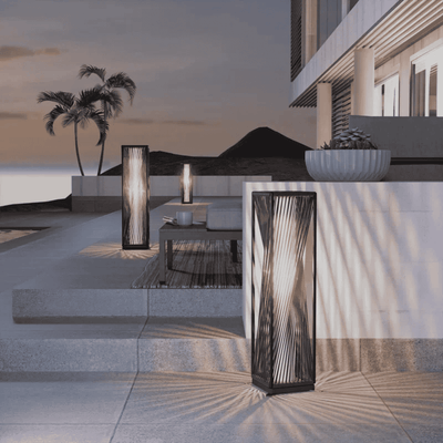 Translation missing: nl.Outdoor Solar Floor Lamp Wicker Brown Weatherproof, Landscape Pathway Lighting, Solvik Dark
