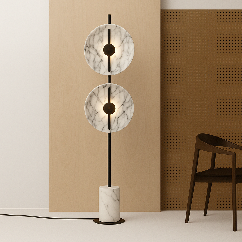 Modern Sculptural Marble Floor Lamp Warm LED Light, Lamps, Stava Base 67