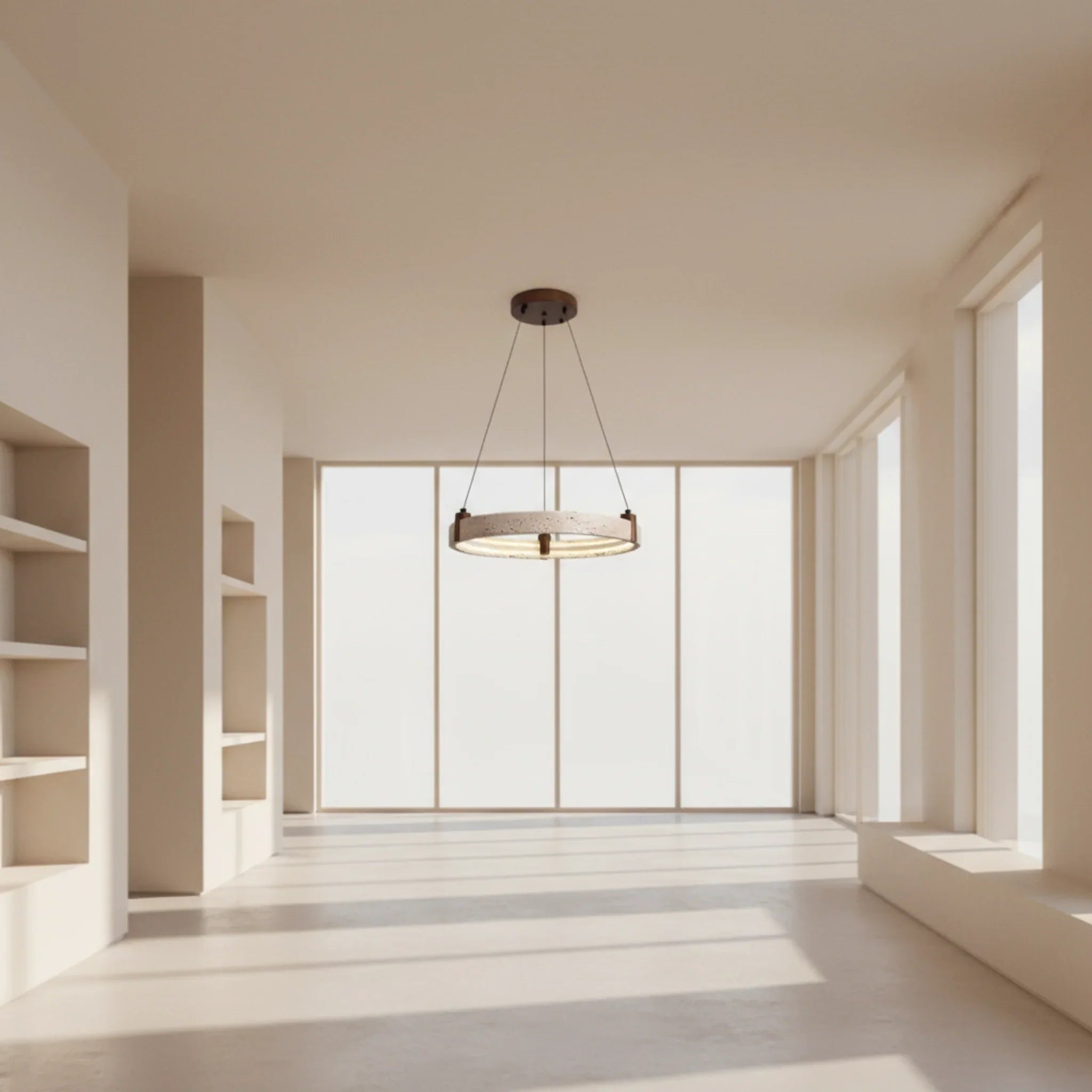 Stone Ring Pendant Light – Nordic Minimalist Decor, Ceiling Fixtures, Steina Natural Dimmable