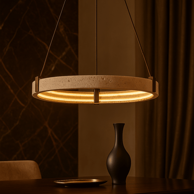 Stone Ring Pendant Light – Nordic Minimalist Decor, Small / Dimmable, Ceiling Fixtures, Steina Natural