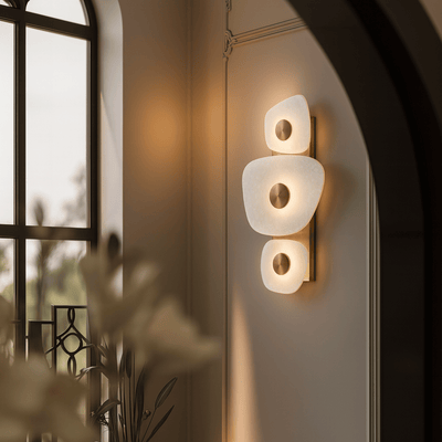 Translation missing: nl.Marble Brass Trio Wall Sconce with Dimmable LED, Light Fixtures, Steinglo