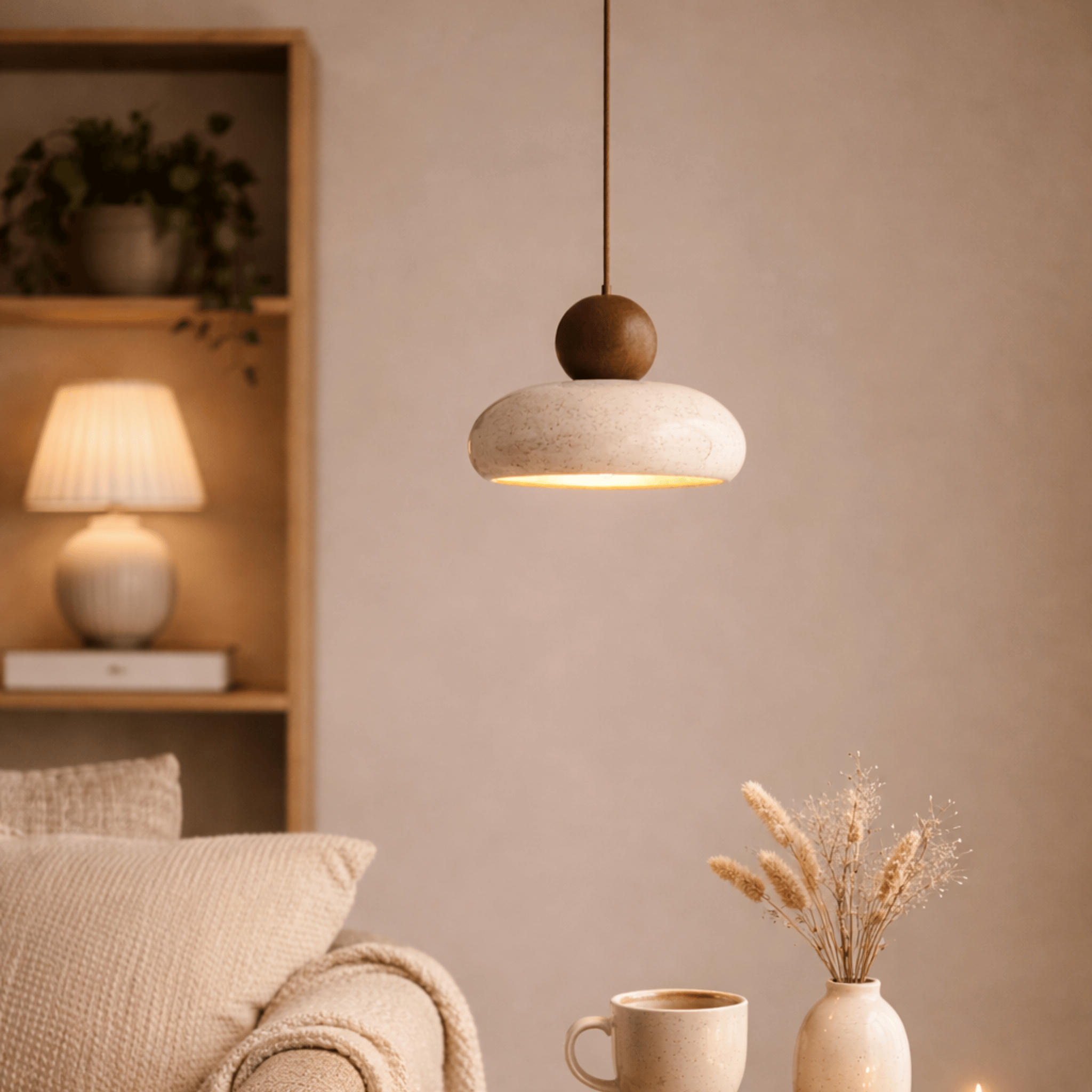 Natural Agate Stone Pendant Light with LED Glow, Ceiling Fixtures, Steinja
