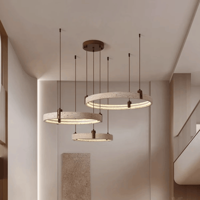 Translation missing: nl.Steinrund Stone Ring Pendant Light for Dining, Large / Dimmable, Ceiling Fixtures, Natural Multi-Ring