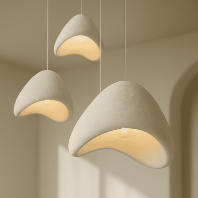 Stena Sculptural Pendant Chandelier for Dining Room, White Asymmetrical / 11.8’’ (30CM), Ceiling Light Fixtures,