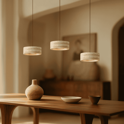 Translation missing: nl.Genuine Travertine Stone Dimmable LED Pendant Light, Flat Edge, Ceiling Fixtures, Stenglo