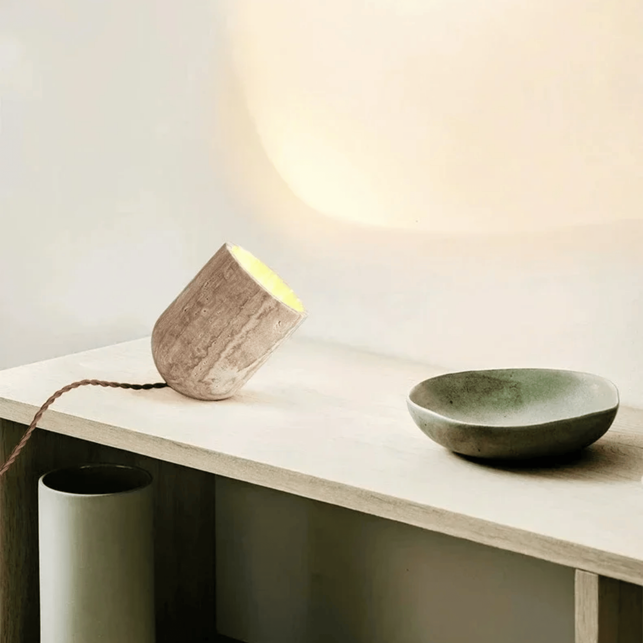 Natural Travertine Stone Table Lamp for Living Room, Lamps, Stenvarm Accent