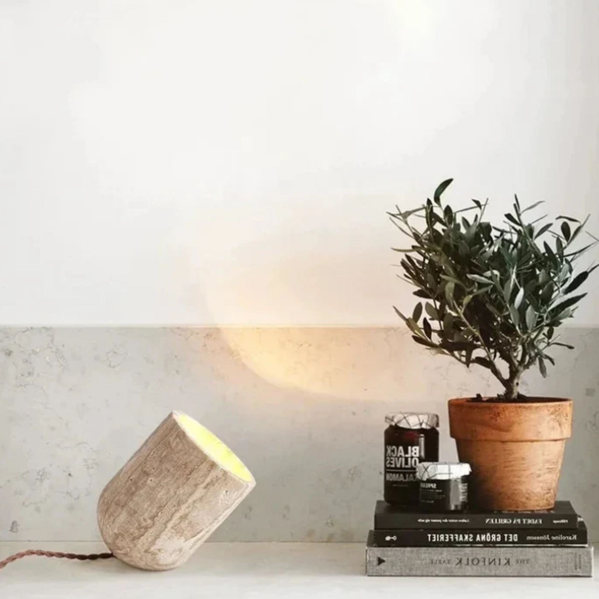 Natural Travertine Stone Table Lamp for Living Room, Lamps, Stenvarm Accent