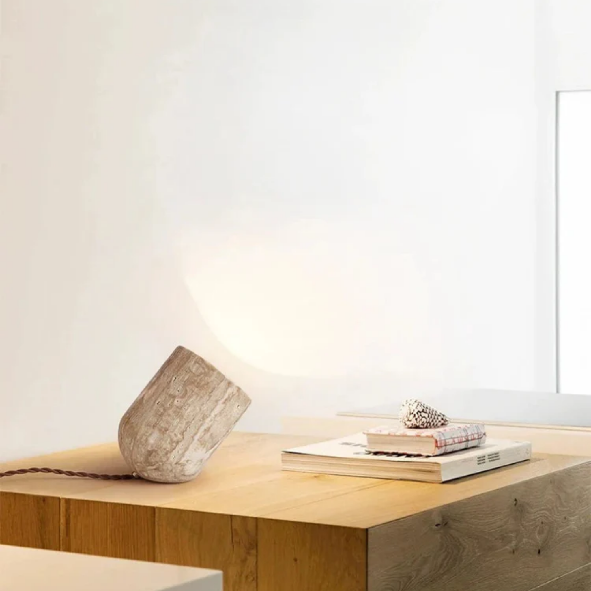 Natural Travertine Stone Table Lamp for Living Room, Lamps, Stenvarm Accent